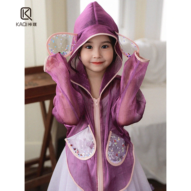 【裃琪童装】【轻纱】春夏季新款洋气中大女童小女孩连帽防晒衫90171