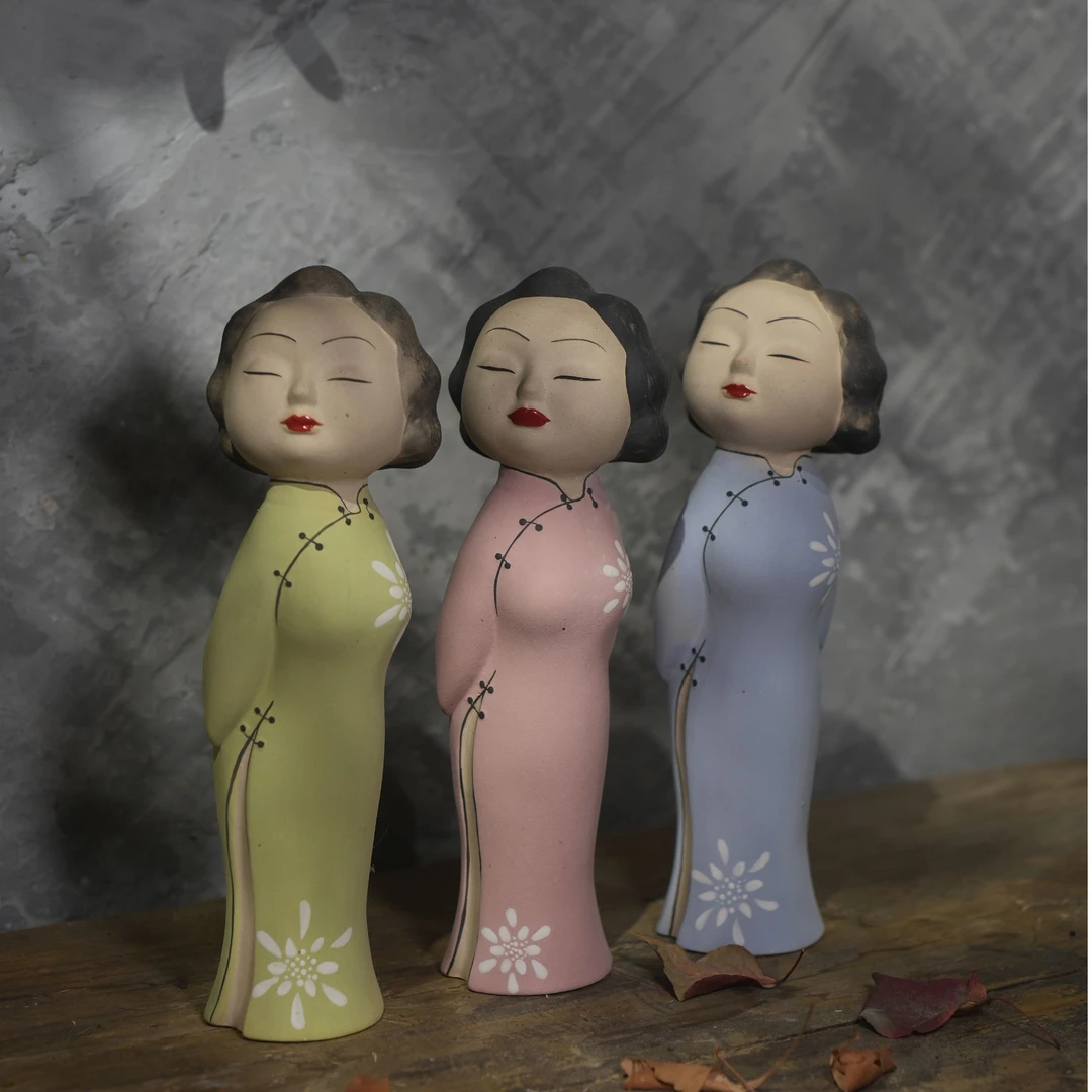 陶瓷旗袍美女摆件单个 （立姿）