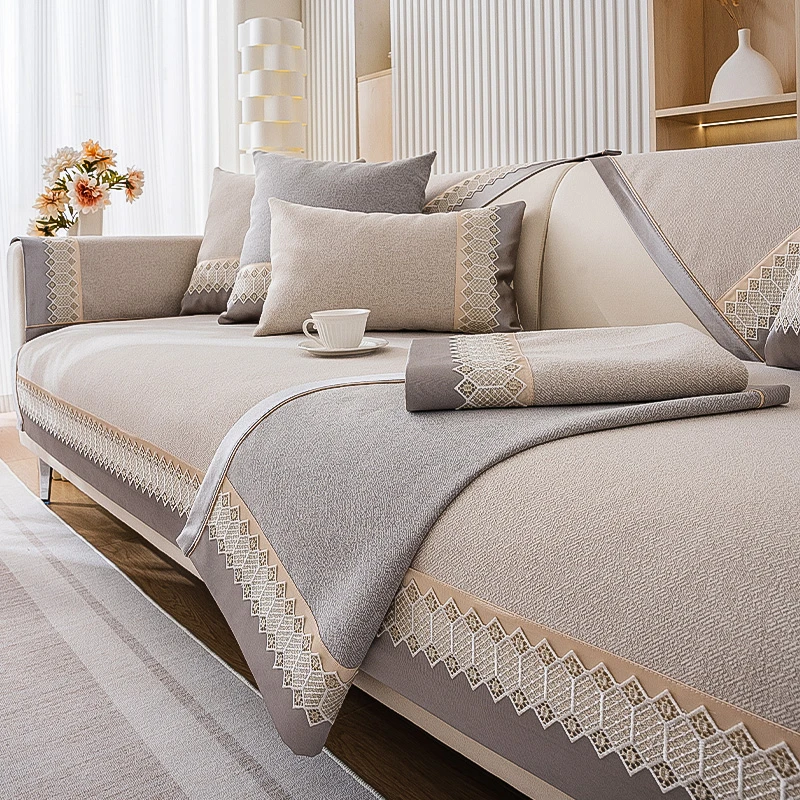 【新沐涵】2024新款四季通用雪尼尔沙发垫现代轻奢防滑沙发坐垫子