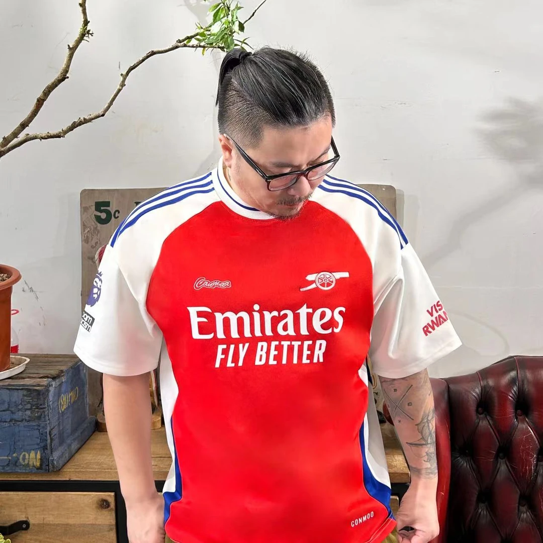 现货-阿森纳足球服夏季透气休闲运动美式速干印花清凉半袖宽松