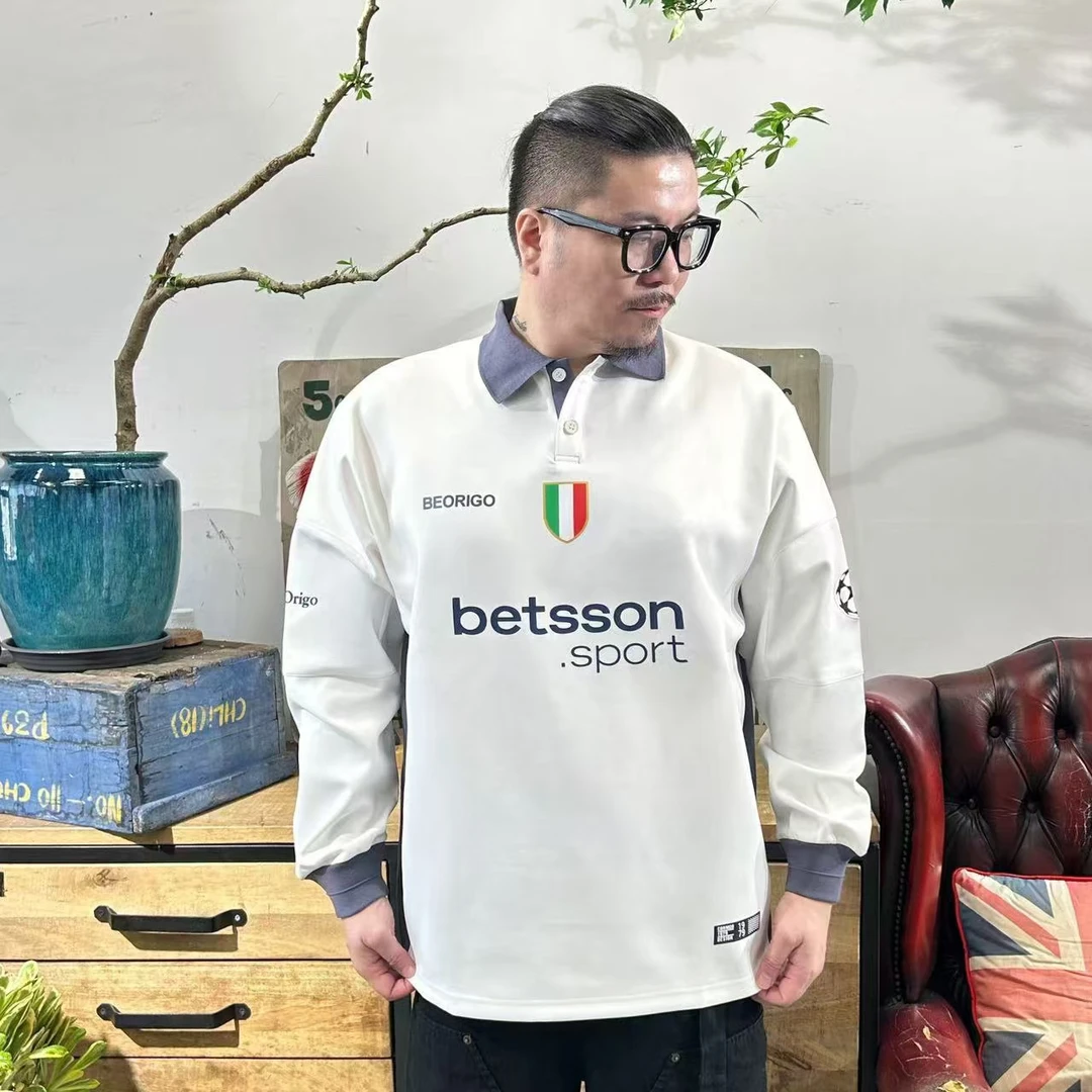 现货-国米24-25赛季客场白色长袖足球服秋冬运动美式速干印花百搭