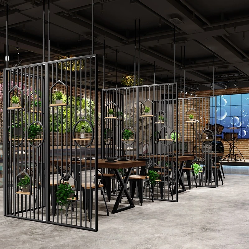 铁艺隔断置物架办公室餐厅酒吧火锅店镂空装饰屏风围栏工业风吊顶