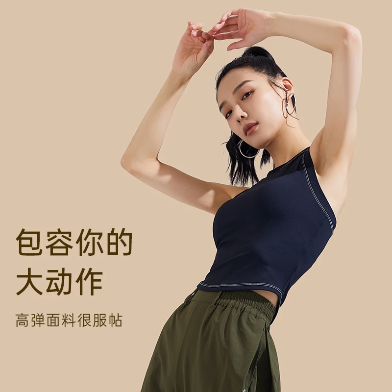 SW速惟 圆领瑜伽健身运动背心内衣欧美无袖美背带胸垫8542
