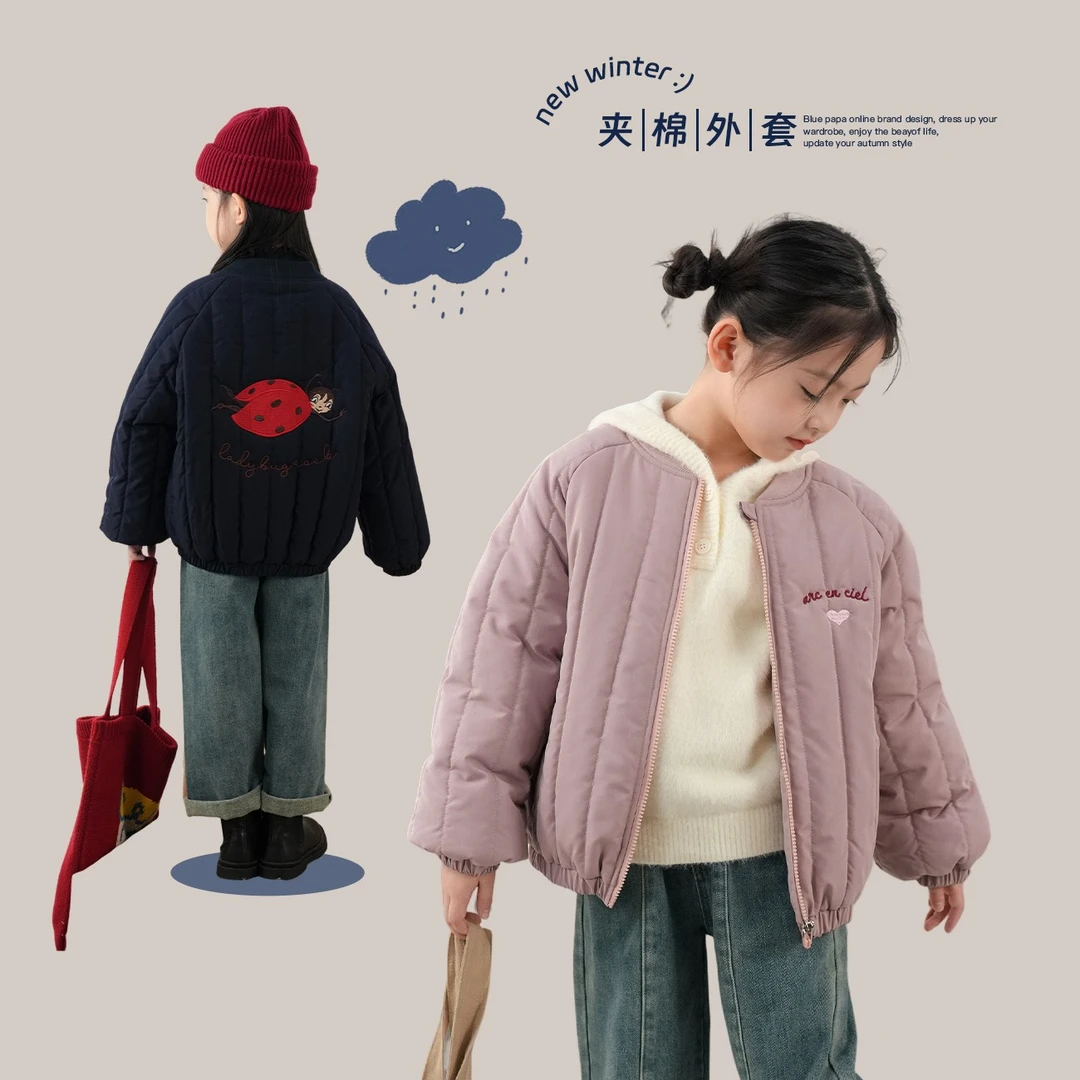 【小欧包】蓝小爸女童棉服2023冬季新款儿童夹棉外套保暖加厚上衣