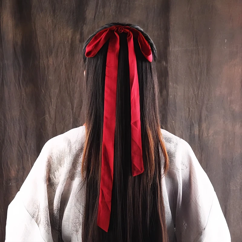 古风发带汉服飘带红色丝带扎头发发绳绑发头绳儿童头饰古装香蕉夹