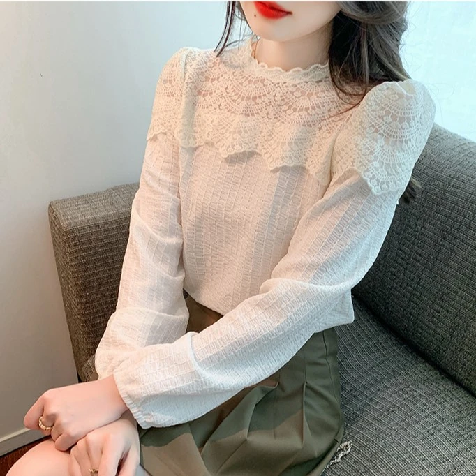 016时尚蕾丝打底衫2024春季新款气质显瘦百搭洋气小衫