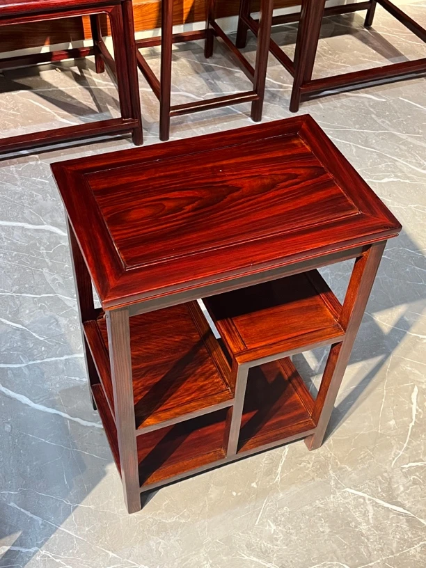 印尼黑酸枝小茶几红木置物架茶水架45-30-65