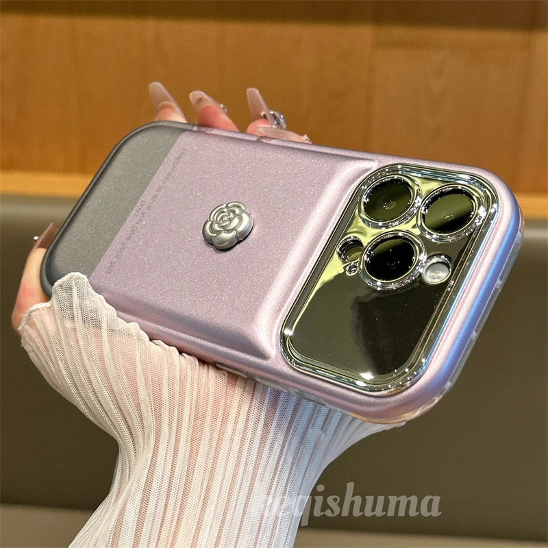 小香风山茶花适用苹果15promax手机壳苹果15/14/13哈哈镜15pr轻奢