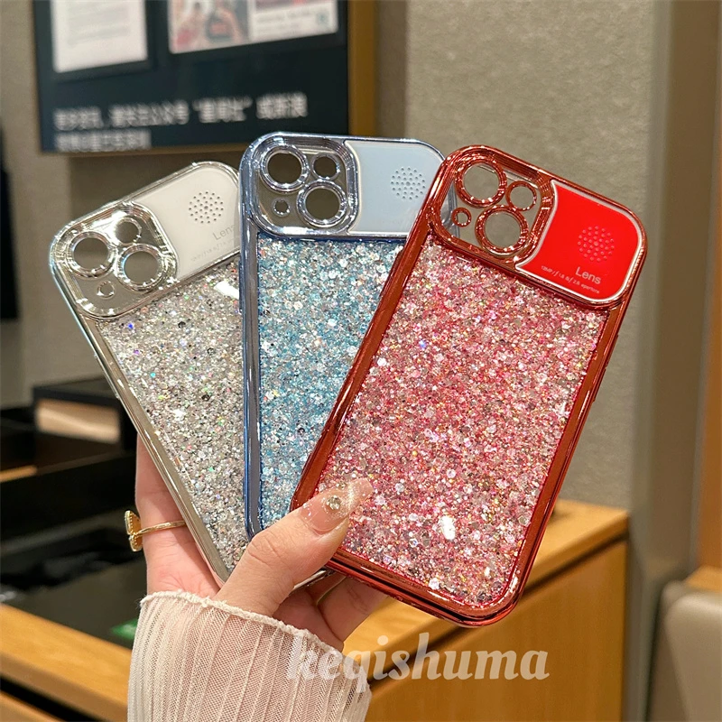 细闪滴胶大视窗苹果15promax手机壳iPhone14/13/14promax全包防摔