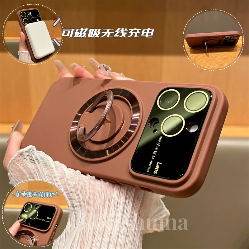 个性磁吸支架适用苹果15promax手机壳iPhone15/14/13磨砂12p软壳