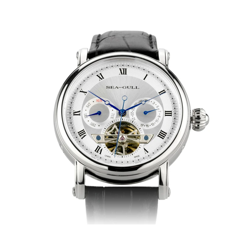 【天津手表厂】海鸥手表商务机械男士多功能日历周历时尚腕表428