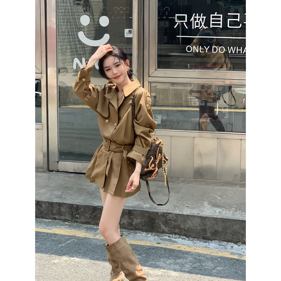 【赵小小yimao】75261 系带收腰风衣高级感气质轻熟中长款外套