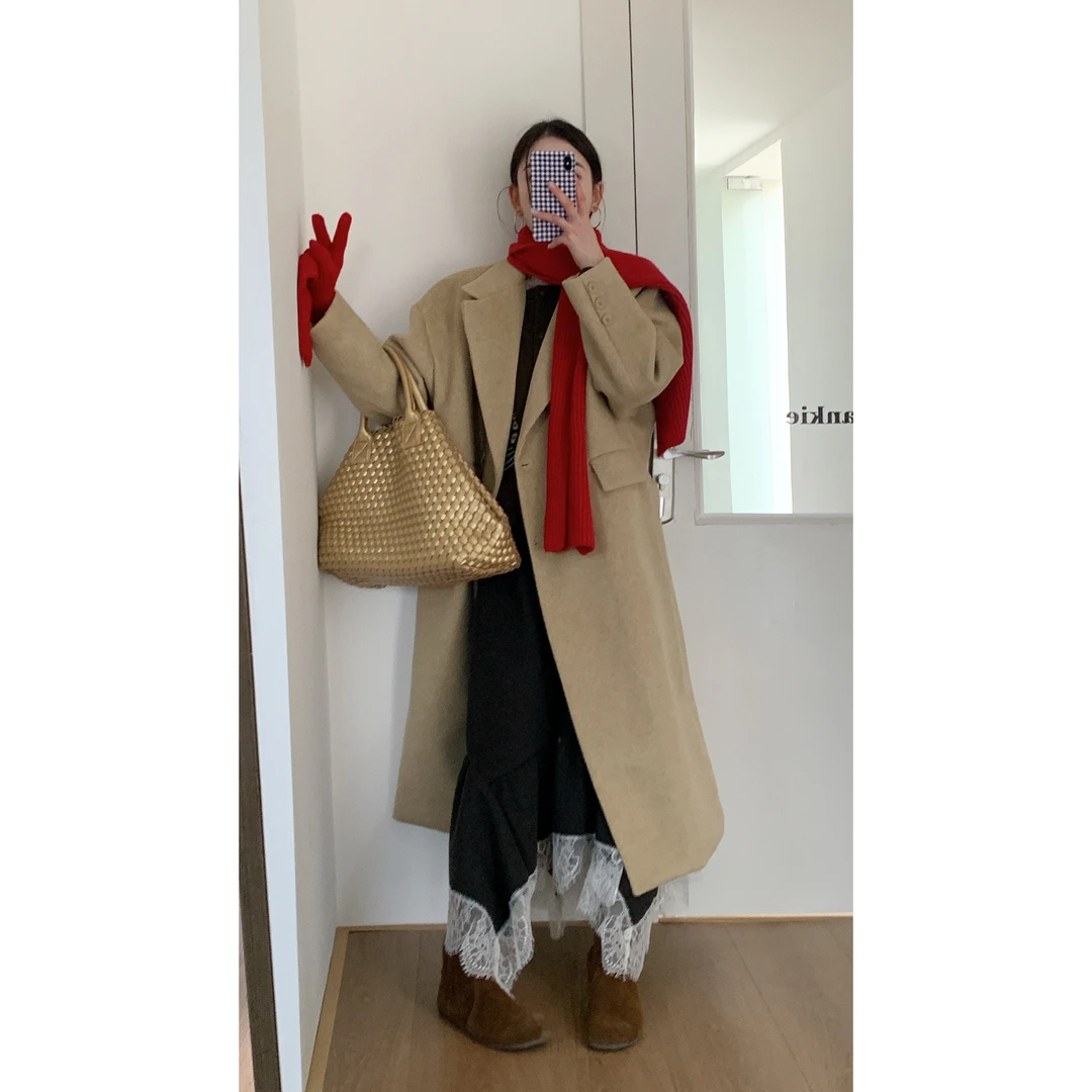 【赵小小yimao】76363 休闲复古韩系英伦风毛呢大衣高级感西装外套