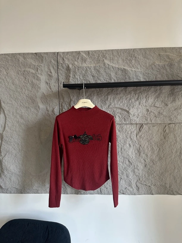 【赵小小yimao】6257 韩版立体蝴蝶别致大气立领修身显瘦打底衫上衣