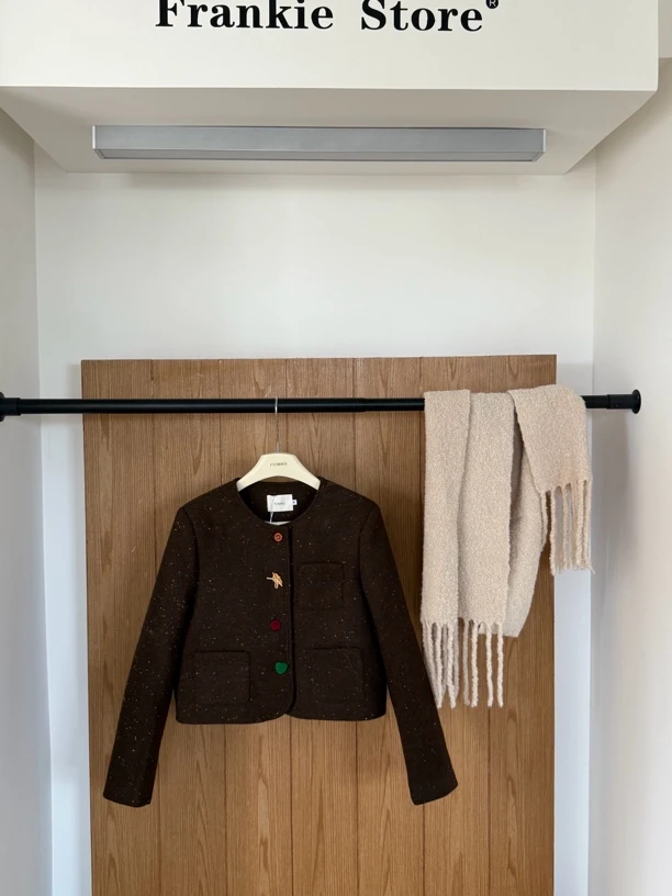 【赵小小yimao】76330 50羊毛法式小香风彩色扣羽绒服内胆外套