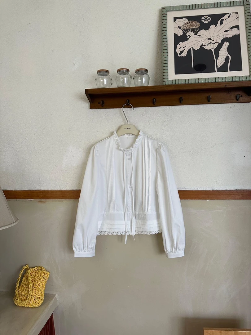 【赵小小yimao】75766 法式百搭白色衬衫小个子气质显瘦上衣