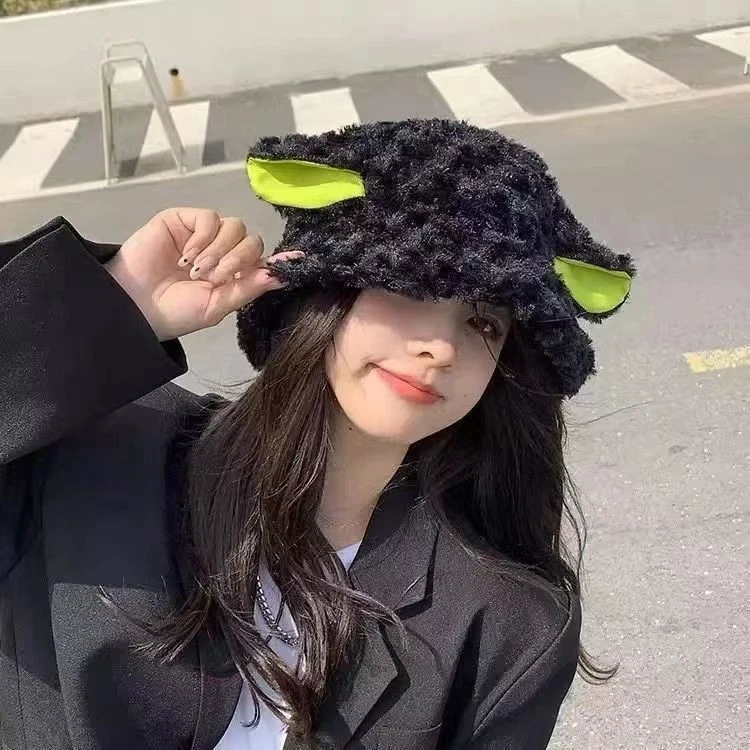 小羊帽子秋冬季百搭渔夫帽女日系可爱毛线保暖个性耳朵毛绒咩咩帽