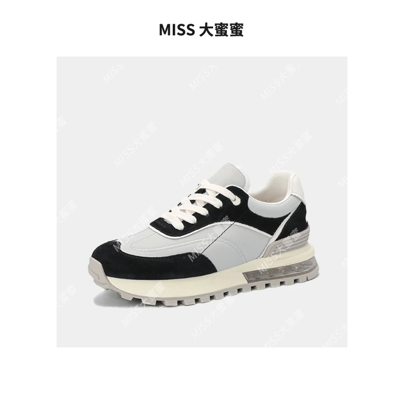 阿甘鞋复古潮流款厚底百搭时尚增高拼色ins系带潮鞋休闲鞋.JS2806