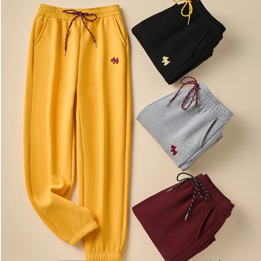 【潇潇专属】小狗刺绣2024年新款加绒加厚束脚裤女冬季百搭棉卫裤子