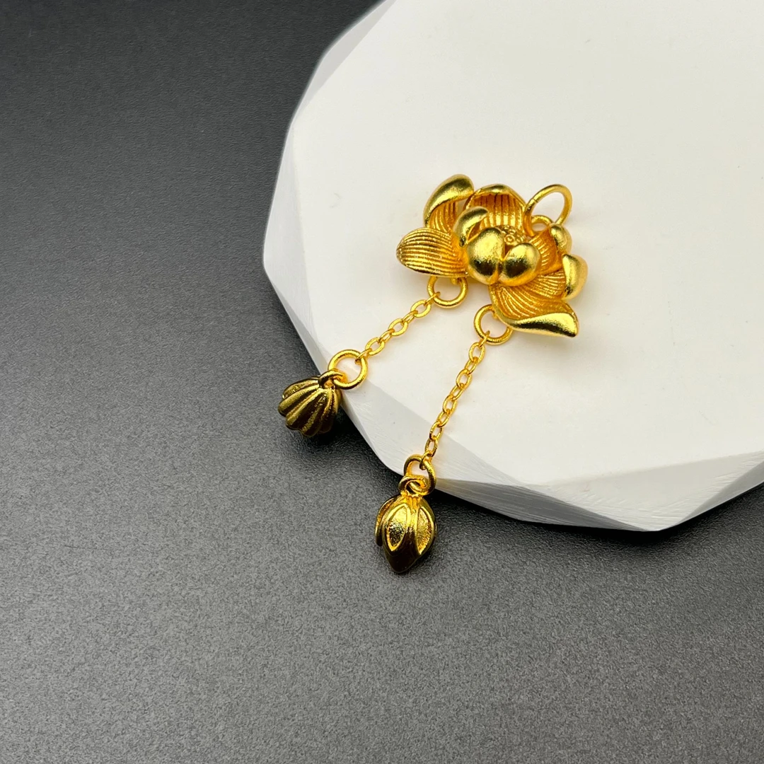 铜合金吊坠 气质两世欢吊坠复古两世欢莲莲花吊坠