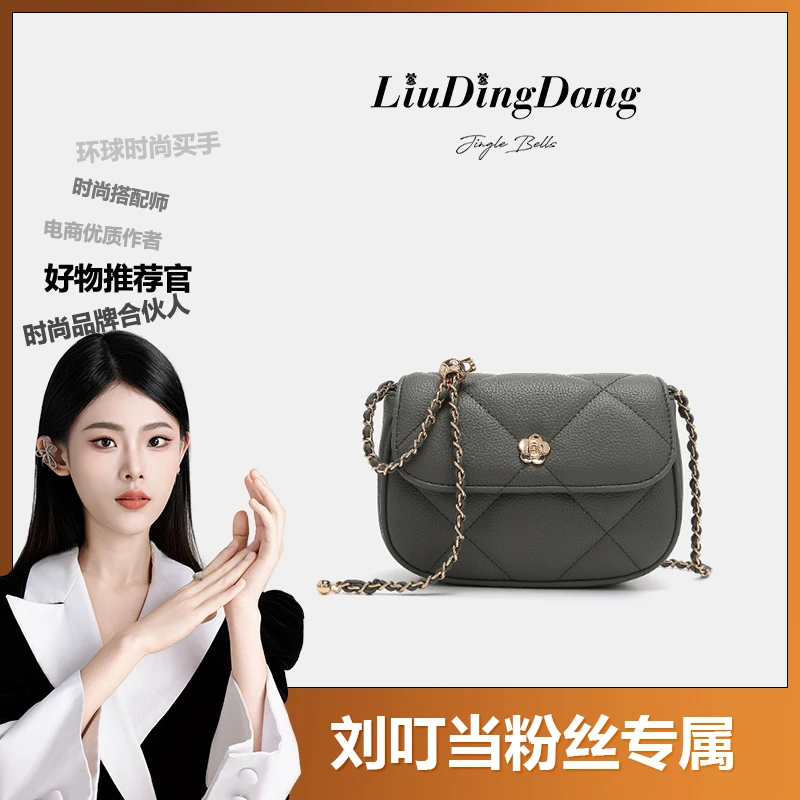 【刘叮当甄选】轻奢ins菱格女包小众优质单肩斜挎包23242-1