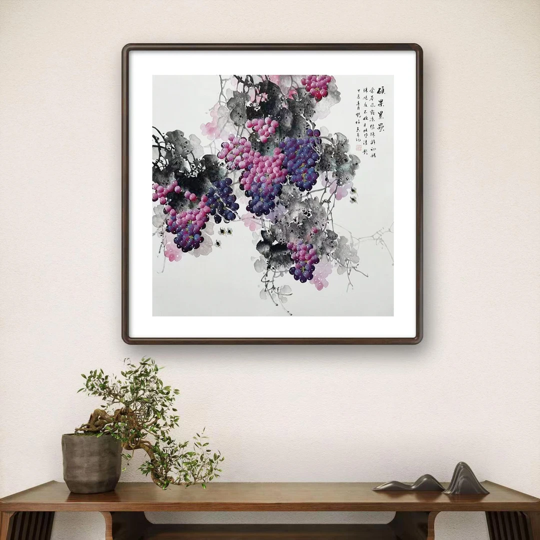 【四尺斗方】柿子 葡萄 装饰画客厅餐厅装饰艺术挂画