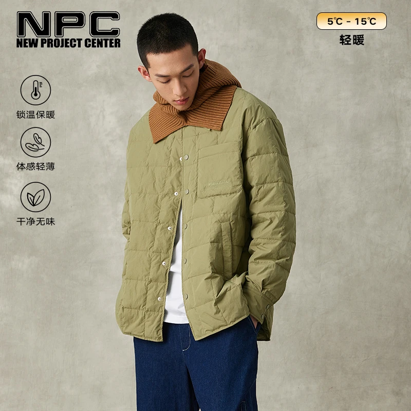 NPC潮牌趣味饼干绗缝羽绒服冬季锁温夹克羽绒衬衫外套NP38DJ32