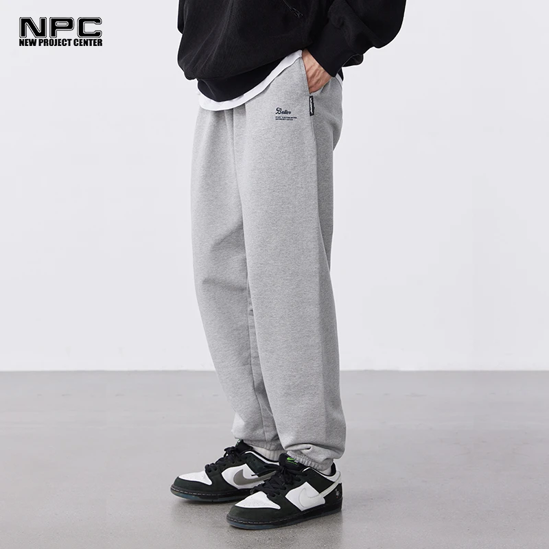 NPC潮牌左口袋植绒小logo印花束脚卫裤男女同款运动休闲NP31SP24