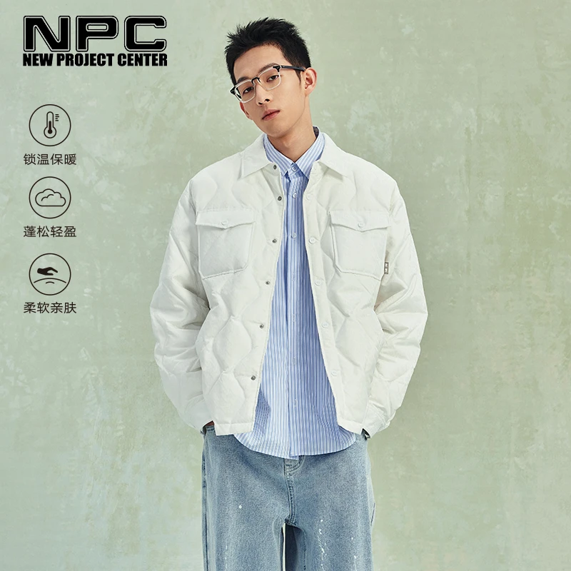 NPC潮牌90白鸭绒老花格纹绗线羽绒服秋冬保暖男潮流轻薄NP36DJ12