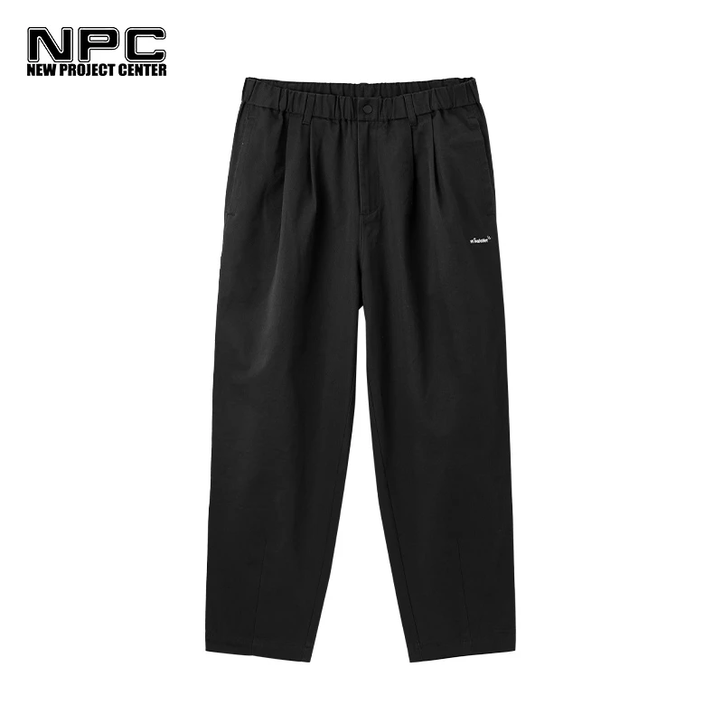NPC潮牌男装左裤腿whatever绣花显瘦宽松舒适休闲裤情侣NP27TR13