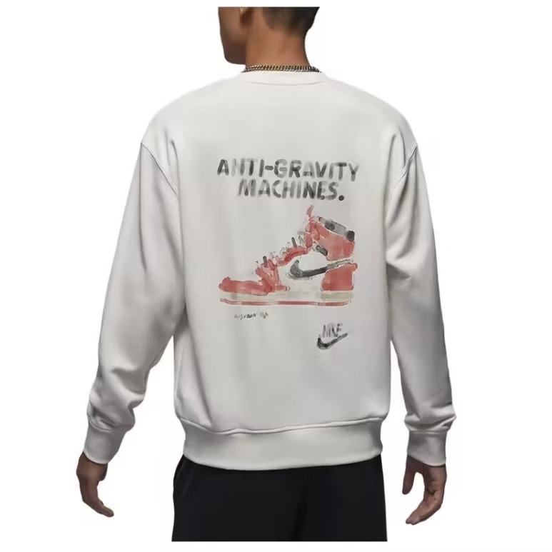 Nike/耐克男子白色运动休闲时尚舒适圆领套头卫衣HF1118-133