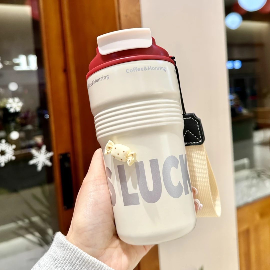 316不锈钢保温杯吸管杯高颜值便携直饮吸管水杯户外咖啡杯学生杯