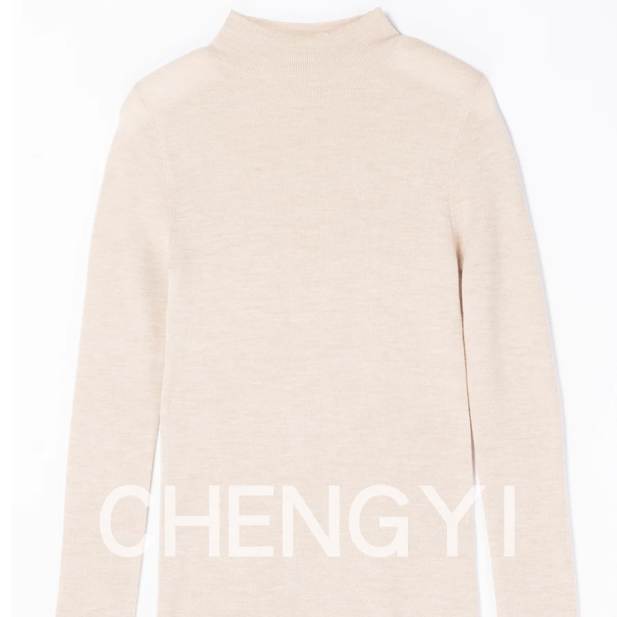 ChengYi秋冬扬子纱100%绵羊毛抗起球毛打底衫可水洗纯色修身显瘦