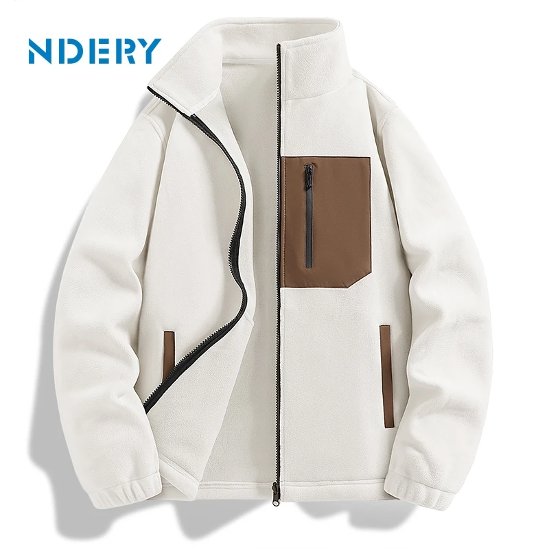 NDERY秋冬季简约休闲百搭双面奥粒绒外套上衣立领男夹克抓绒衣潮