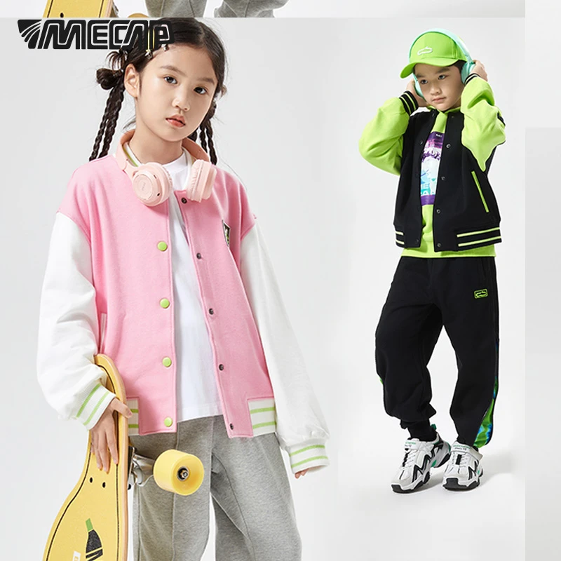 MECAP儿童秋季运动时尚休闲拼接撞色棒球衫