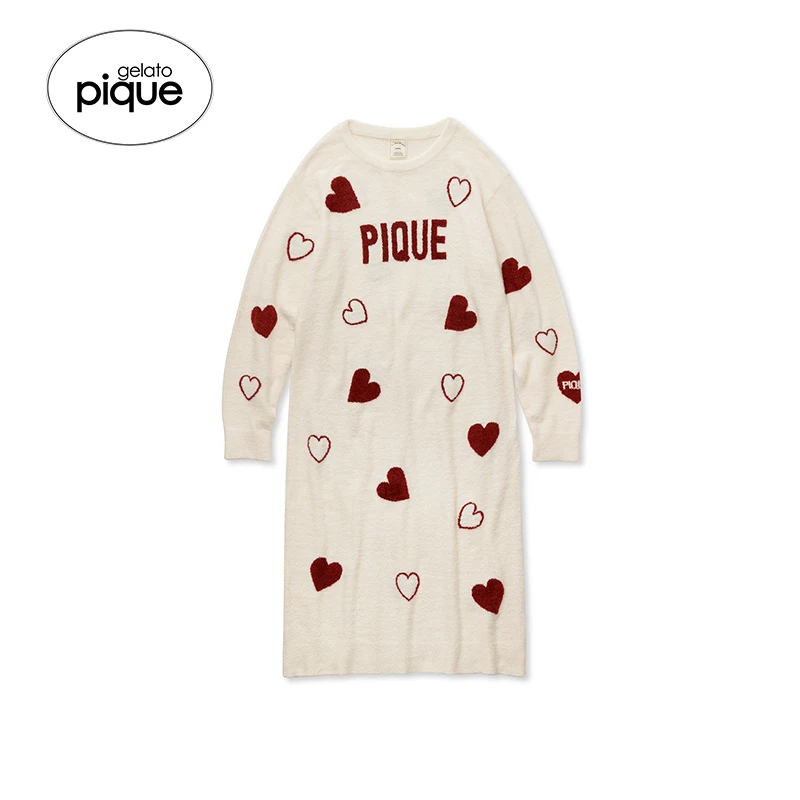 gelato pique新品女睡裙薄半边绒爱心字母连衣裙PWNO234092
