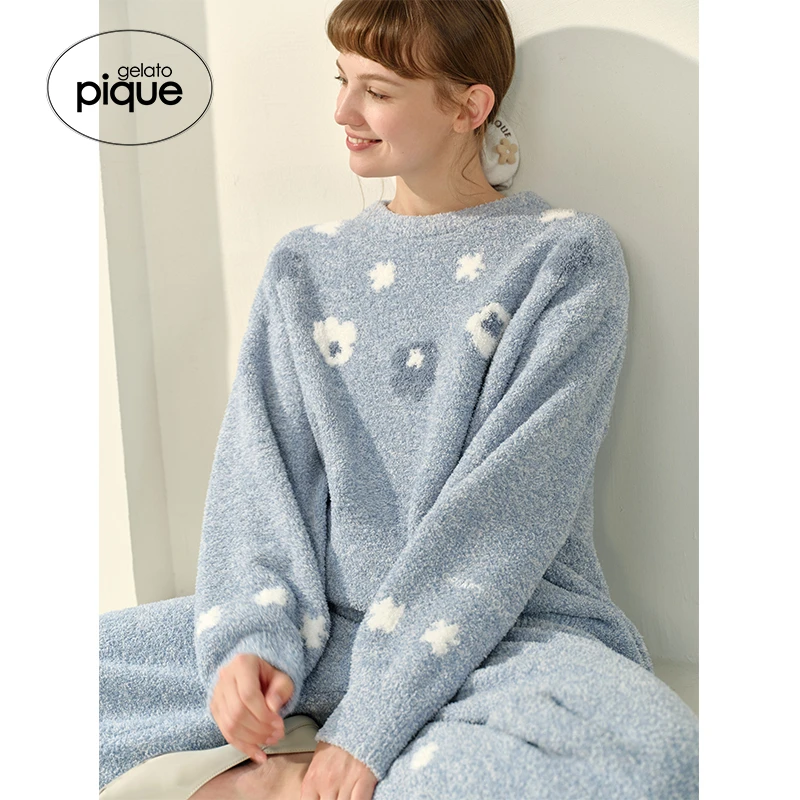 gelato pique24秋冬新品女睡衣套装花卉套头衫长裤PWNT245183
