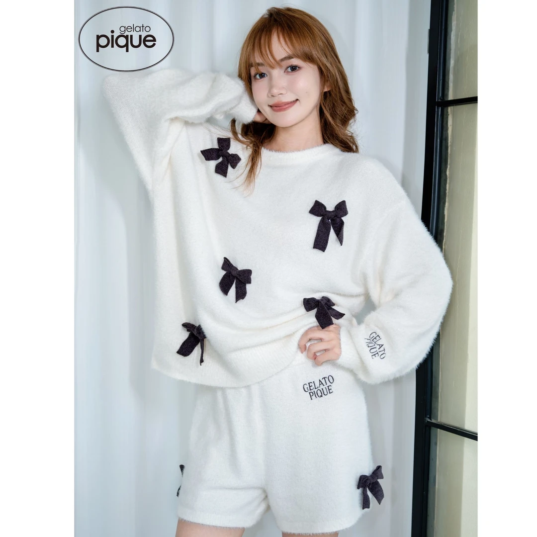 gelato pique24秋冬新品女睡衣蝴蝶结缎带长袖套头衫PWNT244069