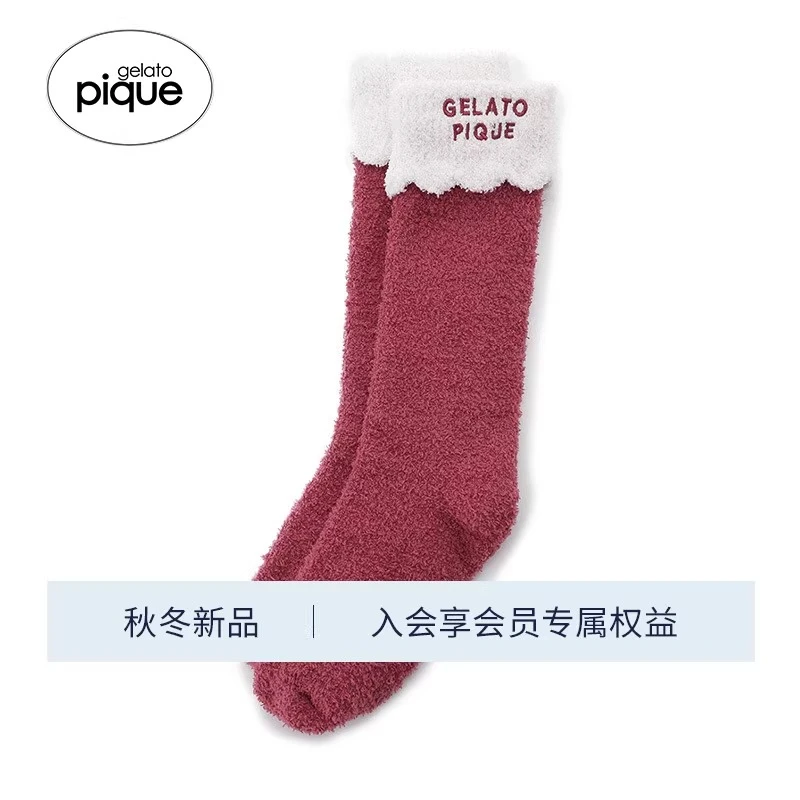 gelato pique新品女袜子圣诞本命年红翻边地板袜PWGS245638