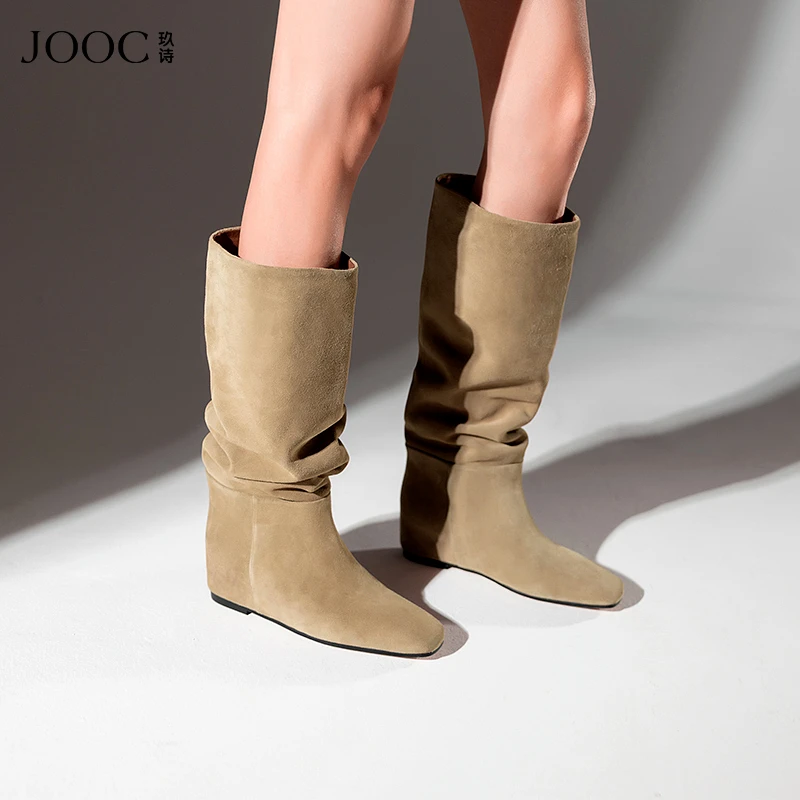 【不羁女王】JOOC玖诗复古长筒靴2025秋季新款显瘦百搭西部牛仔靴