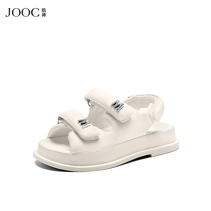 JOOC玖诗休闲凉鞋女新款欧美魔术贴简约车缝线女鞋6815备