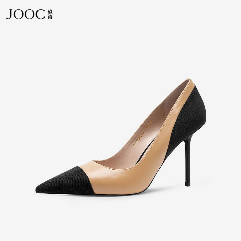 JOOC玖诗欧美设计款高跟鞋女气质名媛赫本风尖头单鞋小码6283