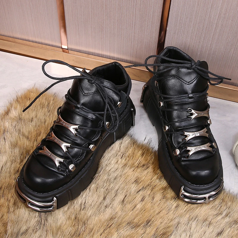 厚底老爹鞋女秋冬新款炸街高帮增高朋克时尚酷潮松糕运动休闲鞋女