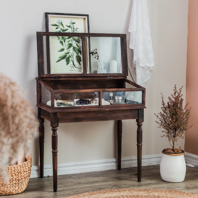 无品牌你可居美式复古展示柜实木玻璃饰品玉石店铺商用中古柜