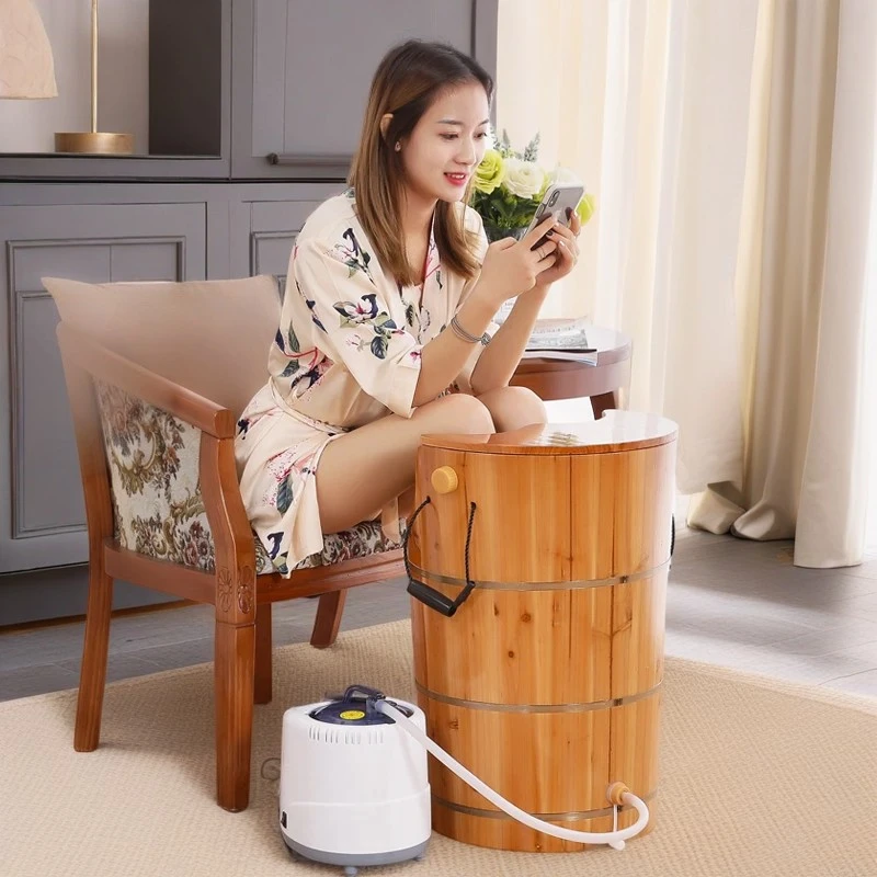 熏蒸泡脚木桶洗脚桶实木足浴桶加热家用泡脚蒸汽高深桶过膝泡脚桶