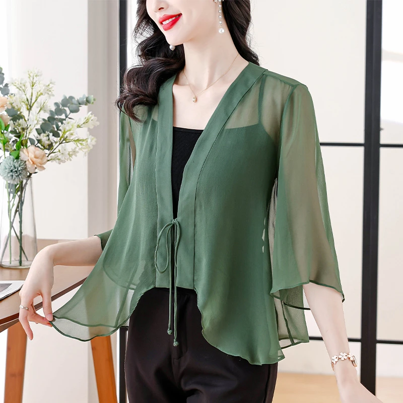 外搭开衫国风披肩罩衫短款防晒衫上衣女夏季新中式薄款防晒衣外套