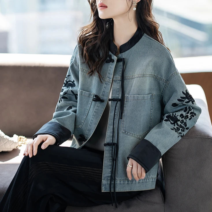牛仔短外套爆款女春秋大码宽松上衣妈妈秋装欧洲站高端大气上档次