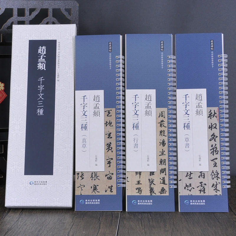 赵孟頫千字文（草书+行书+真草）近距离临摹练字卡毛笔书法初学字帖