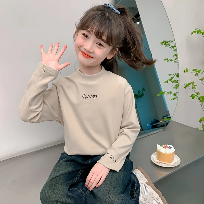 女童加厚打底衫秋冬款2024新款儿童加绒内搭上衣德绒TX-10293