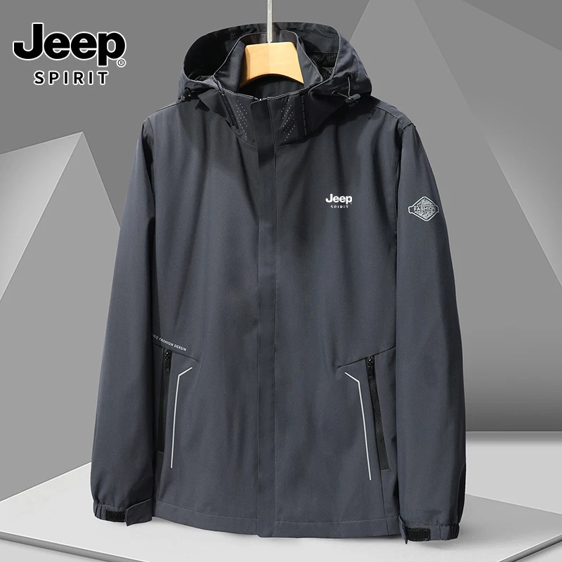 JEEPSPIRIT吉普春秋季正品冲锋衣男款防风夹克衫休闲百搭登山外套